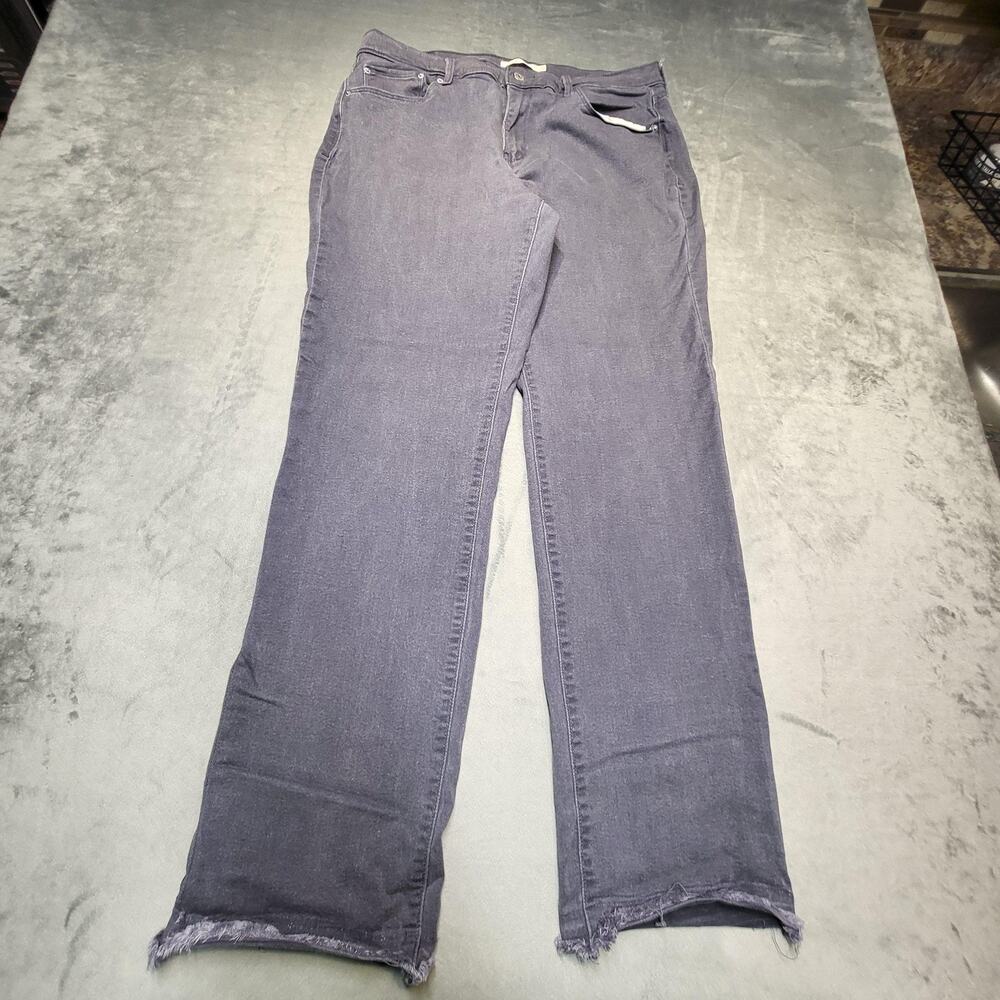 Levi's 505 Jeans Womens 32 Blue Straight Distressed Frayed Hem Dark Wash